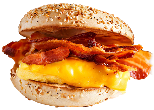 Bacon cheese and egg bagel sandwich